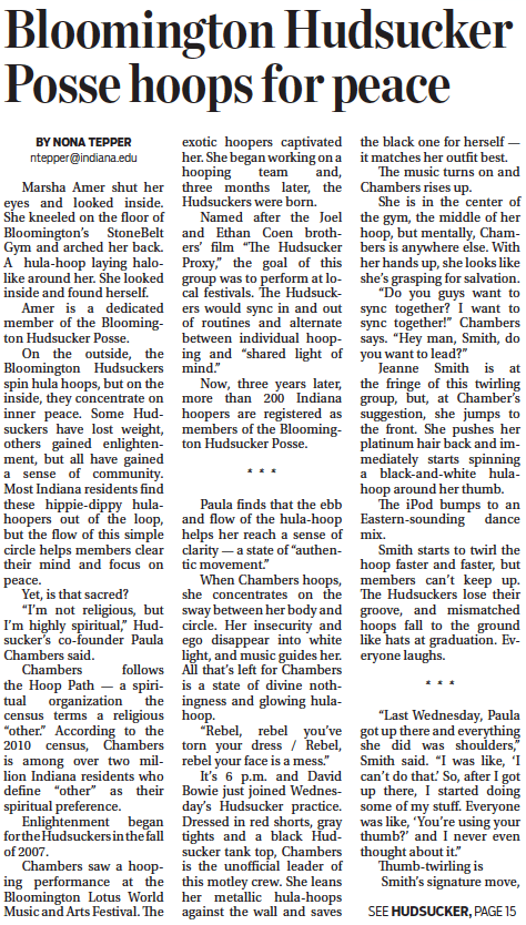 Bloomington Hudsucker Posse hoops for peace